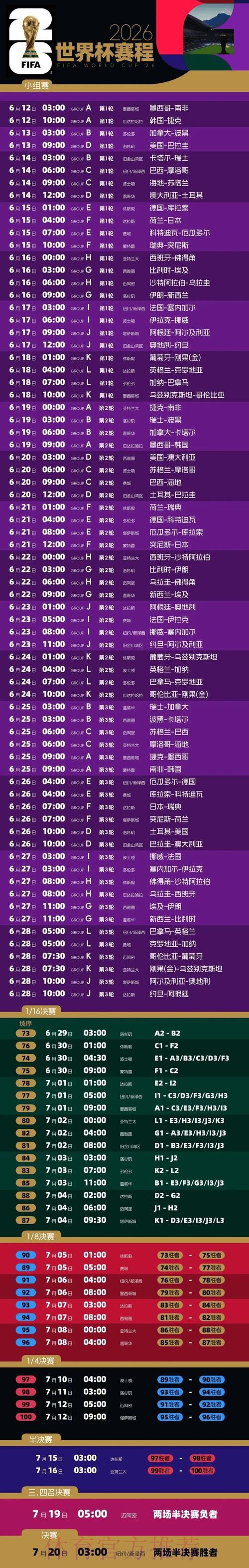 2026世界杯赛程最新赛事详情免费观看 2026世界杯赛程最新赛事详情免费观看