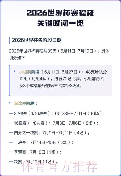 2026世界杯每日赛程一览最新时间表官网入口